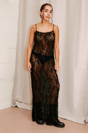 miista giulia black lace long dress