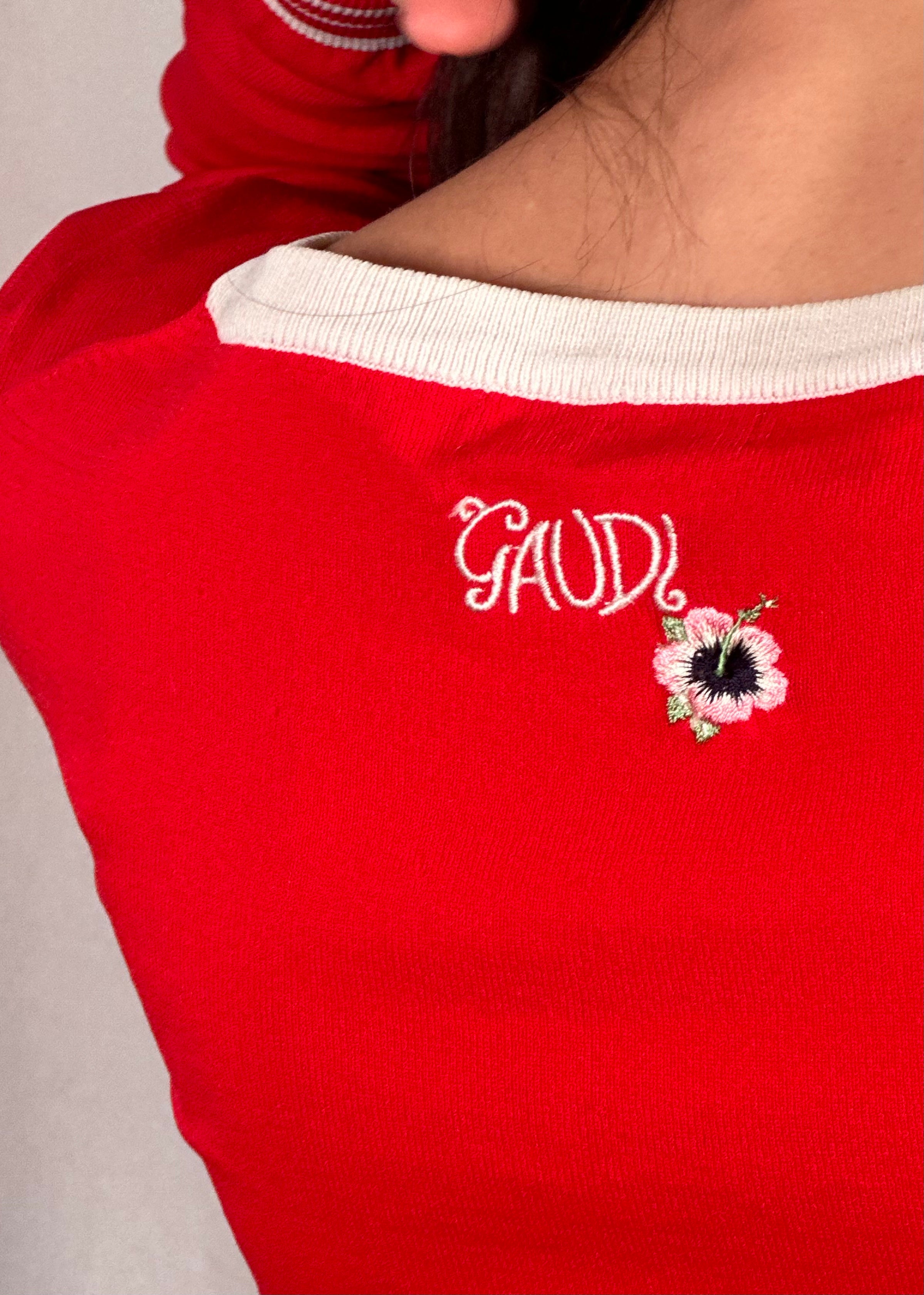 Red V Neck Stripe Jumper