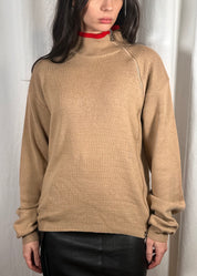 Beige and Red Asymmetric Zip Jumper