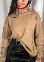 Beige and Red Asymmetric Zip Jumper