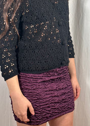 Burgundy Textured Mini Skirt