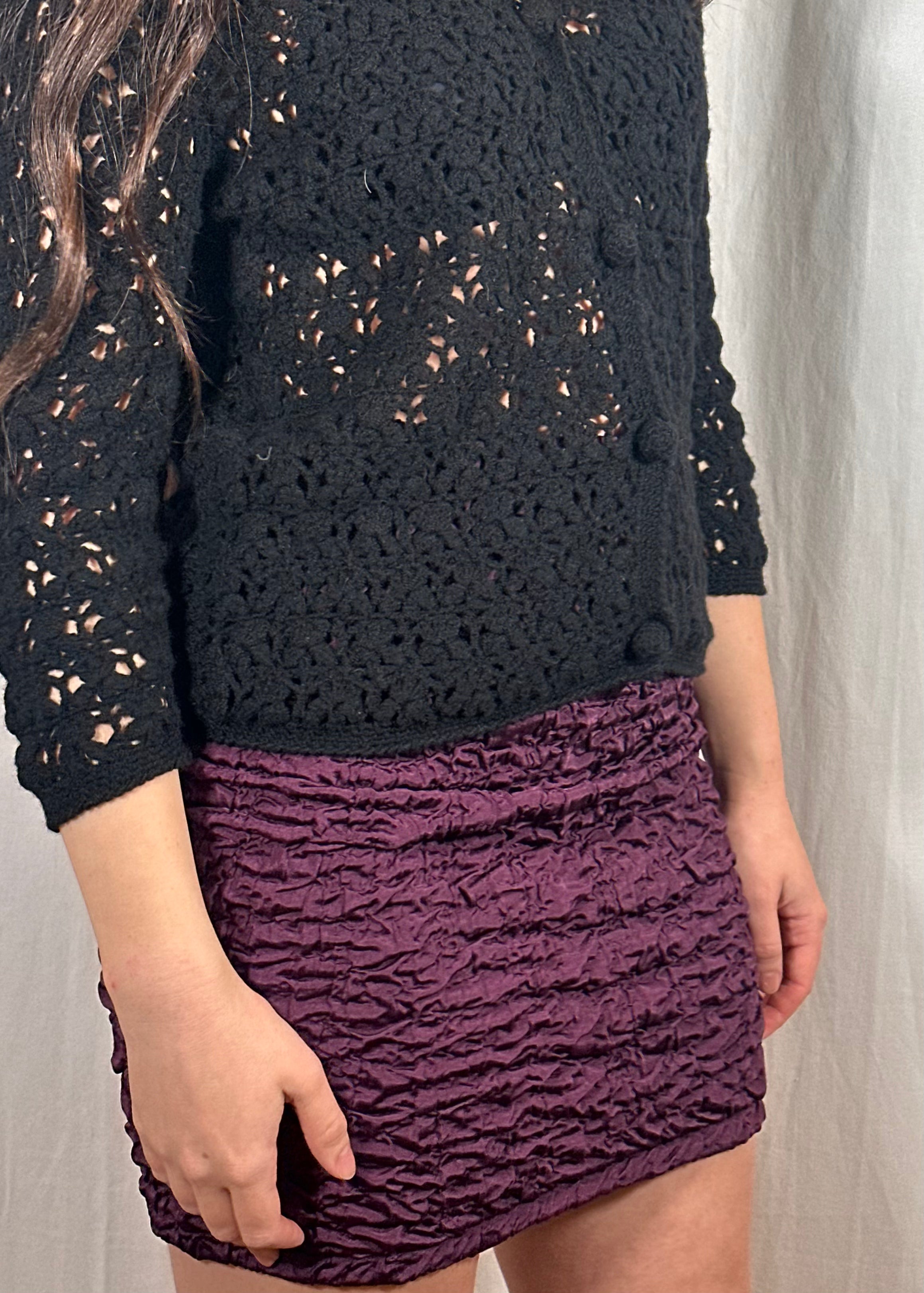 Burgundy Textured Mini Skirt