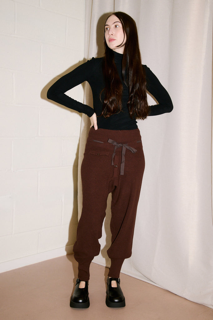 waffle knit pants in brown beams boy 