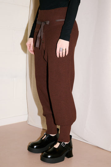 waffle knit pants in brown beams boy