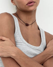 Tiny Brown Glass Rectangle Necklace