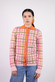 Barbauld Cardigan | Pink Plaid