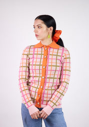 Barbauld Cardigan | Pink Plaid