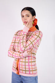Barbauld Cardigan | Pink Plaid