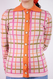 Barbauld Cardigan | Pink Plaid